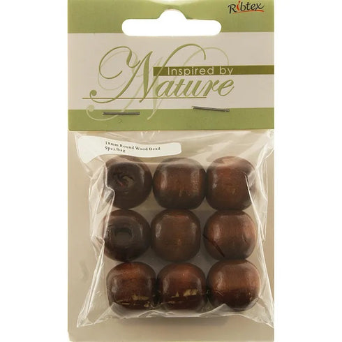 18mm Walnut Round Wooden Beads